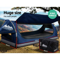 King Single Swag Camping Swags Canvas Free Standing Dome Tent Blue