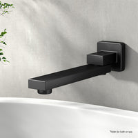 Cefito Bathroom Mixer Spout Wall Bath Tap Square Swivel Bathtub Black