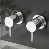Cefito Basin Twin Tap Wall Round Brass Faucet Shower Bathtub Chrome