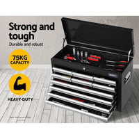 10-Drawer Tool Box Chest Cabinet Garage Storage Toolbox Black Silver