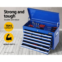 10-Drawer Tool Box Chest Cabinet Garage Storage Toolbox Blue