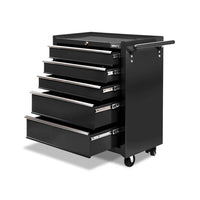 5 Drawer Mechanic Tool Box Cabinet Storage Trolley - Black