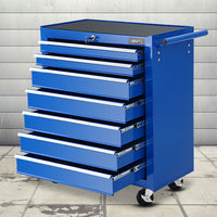 Tool Chest and Trolley Box Cabinet 7 Drawers Cart Garage Storage Blue
