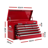 9 Drawer Mechanic Tool Box Cabinet Storage - Red