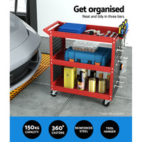 3-Tier Tool Cart Trolley Toolbox Workshop Garage Storage Organizer 150kg