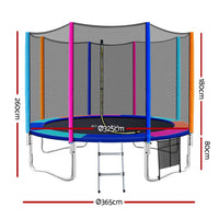 12FT Trampoline for Kids w/ Ladder Enclosure Safety Net Pad Gift Round
