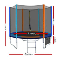 8FT Trampoline for Kids w/ Ladder Enclosure Safety Net Pad Gift Round