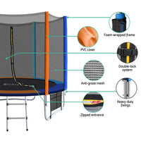 8FT Trampoline for Kids w/ Ladder Enclosure Safety Net Pad Gift Round