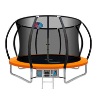 10FT Trampoline for Kids w/ Ladder Enclosure Safety Net Rebounder Orange