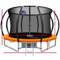 10FT Trampoline for Kids w/ Ladder Enclosure Safety Net Rebounder Orange