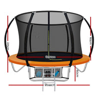 8FT Trampoline for Kids w/ Ladder Enclosure Safety Net Rebounder Orange