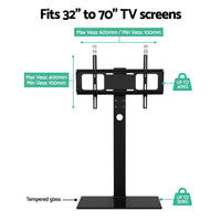 TV Stand Mount Bracket for 32"-70" LED LCD Glass Storage Floor Shelf
