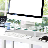 Monitor Stand Riser Computer Laptop Printer Screen Glass Display Shelf