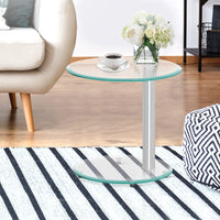 Coffee Table Round Tempered Glass Side End Beside Tables Cafe 45cm