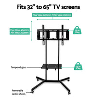 Mobile TV Stand for 32"-65" TVs Mount Bracket Portable Shelf Trolley Cart