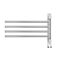 Towel Rail Rack Holder 4 Bars Wall Mounted Stainless Steel Swivel Hanging Hook