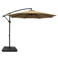 3M Umbrella with 50x50cm Base Outdoor Umbrellas Cantilever Sun Stand UV Garden Beige
