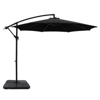 3M Umbrella with 50x50cm Base Outdoor Umbrellas Cantilever Sun Stand UV Garden Black