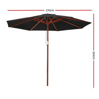 Outdoor Umbrella 2.7M Pole Cantilever Stand Garden Umbrellas Patio Black
