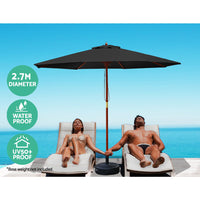 Outdoor Umbrella 2.7M Pole Cantilever Stand Garden Umbrellas Patio Black