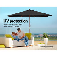 Outdoor Umbrella 2.7M Pole Cantilever Stand Garden Umbrellas Patio Black