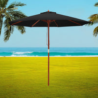 Outdoor Umbrella 2.7M Pole Cantilever Stand Garden Umbrellas Patio Black