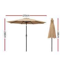 Outdoor Umbrella Umbrellas Beach Pole Garden Tilt Sun Patio UV 2.7m
