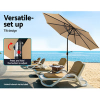 Outdoor Umbrella Umbrellas Beach Pole Garden Tilt Sun Patio UV 2.7m