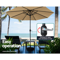 Outdoor Umbrella Umbrellas Beach Pole Garden Tilt Sun Patio UV 2.7m