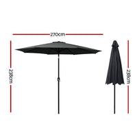 Outdoor Umbrella Umbrellas Beach Garden Tilt Sun Patio Deck Pole 2.7m