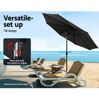 Outdoor Umbrella Umbrellas Beach Garden Tilt Sun Patio Deck Pole 2.7m