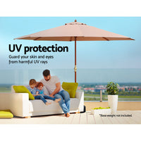 Outdoor Umbrella 3M Pole Cantilever Stand Garden Umbrellas Patio Beige
