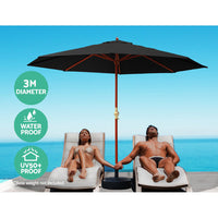 Outdoor Umbrella 3M Pole Cantilever Stand Garden Umbrellas Patio Black