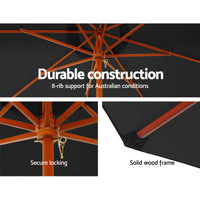 Outdoor Umbrella 3M Pole Cantilever Stand Garden Umbrellas Patio Black