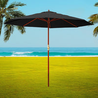 Outdoor Umbrella 3M Pole Cantilever Stand Garden Umbrellas Patio Black