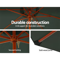Outdoor Umbrella 3M Pole Umbrellas Stand Sun Beach Garden Deck Charcoal