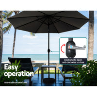 Outdoor Umbrella 3m Umbrellas Garden Beach Tilt Sun Patio Deck Pole UV