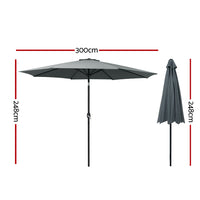 Outdoor Umbrella 3m Umbrellas Garden Beach Tilt Sun Patio Deck Shelter