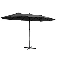 Outdoor Umbrella Twin Umbrellas Beach Garden Stand Base Sun Shade 4.57m