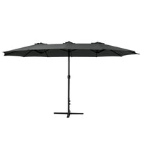 Outdoor Umbrella Twin Umbrellas Beach Garden Stand Base Sun Shade 4.57m