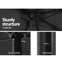 Outdoor Umbrella Twin Umbrellas Beach Garden Stand Base Sun Shade 4.57m