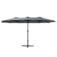 Outdoor Umbrella Twin Umbrellas Beach Stand Garden Base Sun Patio 4.57m