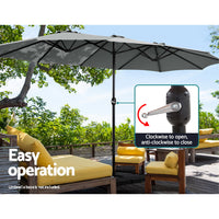 Outdoor Umbrella Twin Umbrellas Beach Stand Garden Base Sun Patio 4.57m