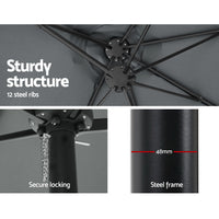 Outdoor Umbrella Twin Umbrellas Beach Stand Garden Base Sun Patio 4.57m