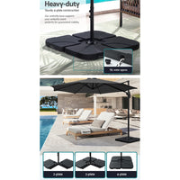 Outdoor Umbrella 3m Base Cantilever Beach Stand Sun Roma Charcoal 50cm