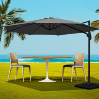 Outdoor Umbrella 3m Base Cantilever Beach Stand Sun Roma Charcoal 50cm