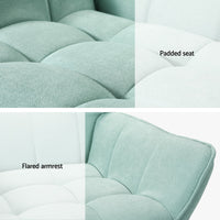 Armchair Lounge Chair Accent Chairs Sofa Linen Fabric Cushion Seat Blue