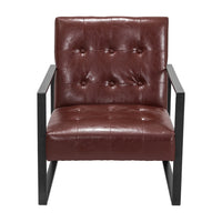 Armchair Lounge Chair Accent Chairs PU Leather Sofa Brown Metal Frame
