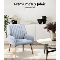 Armchair Fabric Blue Grey Sebastini