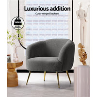 Armchair Lounge Chair Accent Chairs Arm Armchairs Sherpa Boucle Charcoal